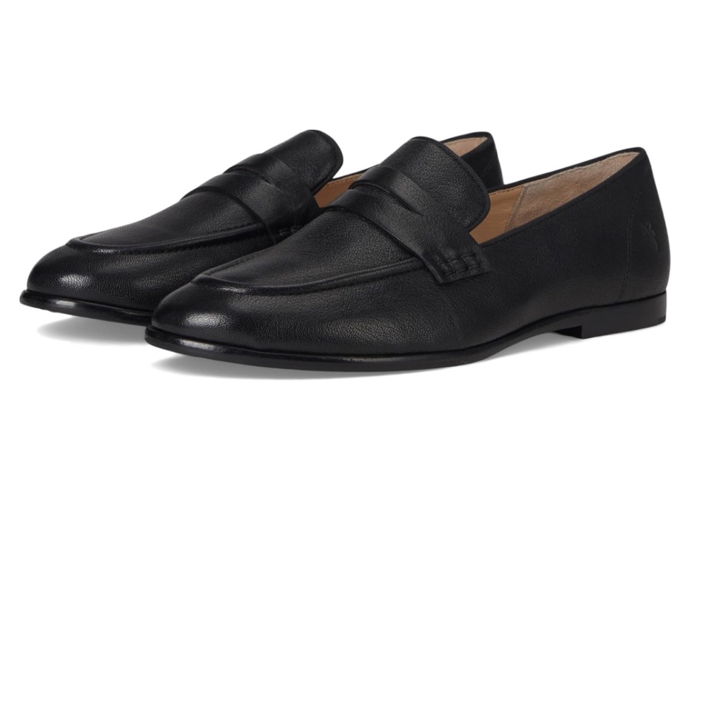 Frye Black Leather Penny Loafers